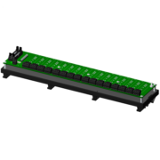 SCMPB01-2 - 16-channel backpanel with DIN  rail mounting option. The backpanel is mounted on a plate which is captured by the SCMXBExx  DIN  rail  mounting  elements.  Shipped  fully assembled.